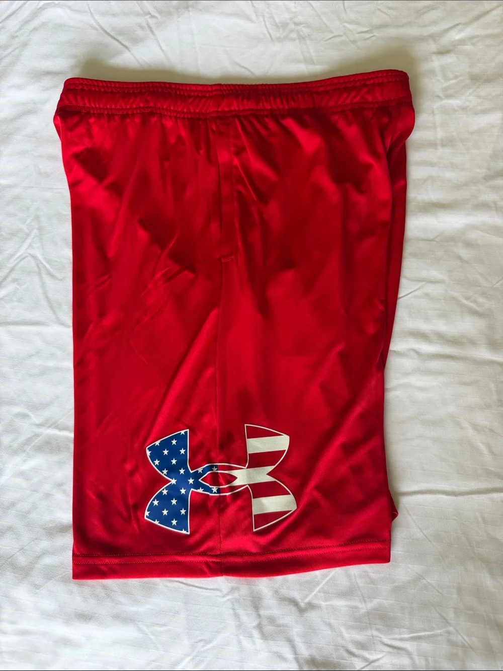 Under Armour Boy’s Red Athletic Training Shorts with Logo